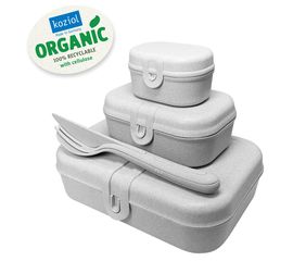 Набор ланч-боксов и столовых приборов Pascal, Organic, серый, 3 шт., Koziol