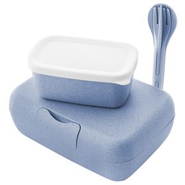 Набор ланч-боксов и столовых приборов Candy Ready, Organic, синий, 2 шт., Koziol