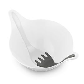 Салатник с приборами Leaf, 4 л, бело-серый, Koziol