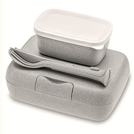 Набор ланч-боксов и столовых приборов Candy Ready, Organic, серый, 2 шт., Koziol