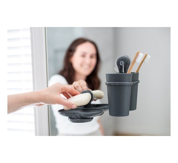 Стакан для зубных щеток на присоске Loop, Organic, темно-серый, Koziol, изображение 3