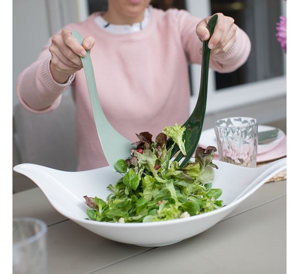 Салатник с приборами Leaf, 3 л, бело-зеленый, Koziol, изображение 2
