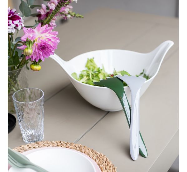 Салатник с приборами Leaf, 4 л, бело-серый, Koziol, изображение 5