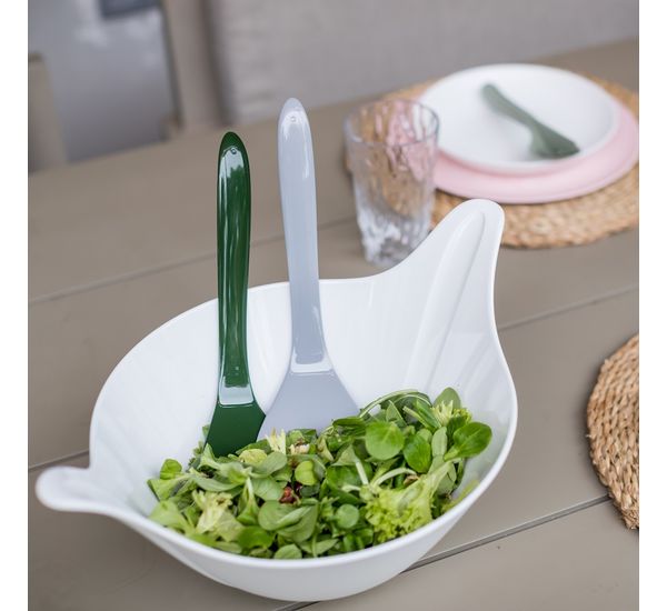 Салатник с приборами Leaf, 4 л, бело-серый, Koziol, изображение 6
