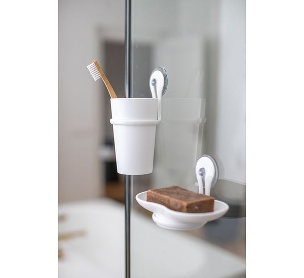 Стакан для зубных щеток на присоске Loop, Organic, молочный, Koziol, изображение 2