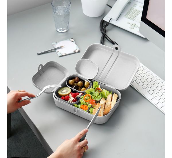 Набор ланч-боксов и столовых приборов Pascal, Organic, серый, 3 шт., Koziol, изображение 2
