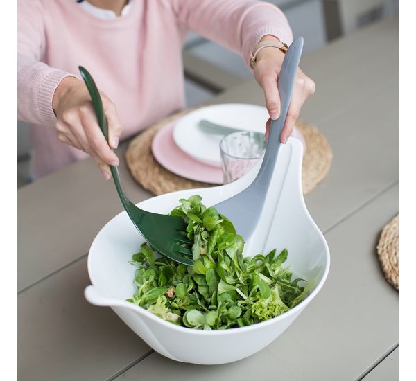 Салатник с приборами Leaf, 4 л, бело-зеленый, Koziol, изображение 2