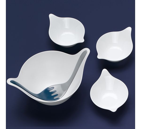 Салатник с приборами Leaf, 4 л, бело-серый, Koziol, изображение 2