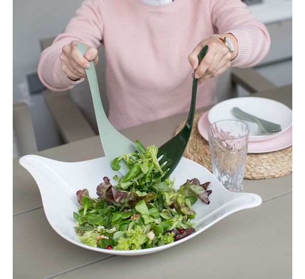 Салатник с приборами Leaf, 3 л, бело-зеленый, Koziol, изображение 3