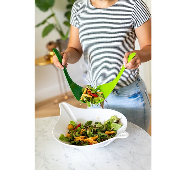 Салатник с приборами Leaf, 3 л, бело-зеленый, Koziol, изображение 3