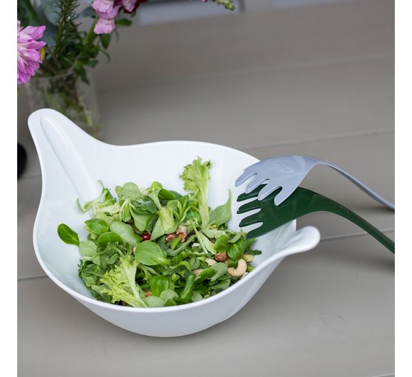 Салатник с приборами Leaf, 4 л, бело-серый, Koziol, изображение 4
