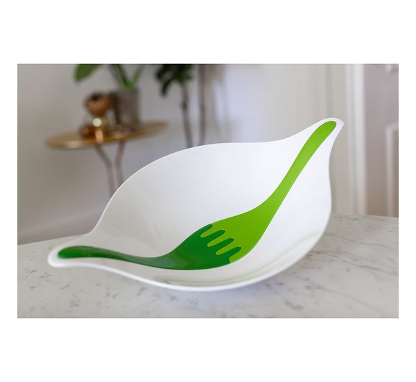 Салатник с приборами Leaf, 3 л, бело-зеленый, Koziol, изображение 2