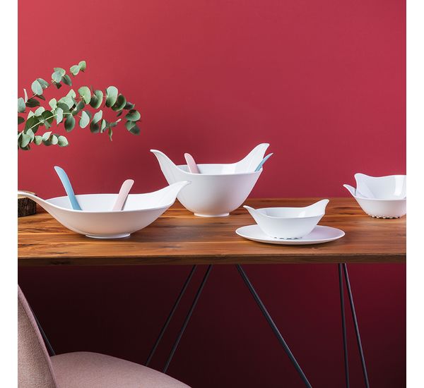 Салатник с приборами Leaf, 4 л, бело-серый, Koziol, изображение 5