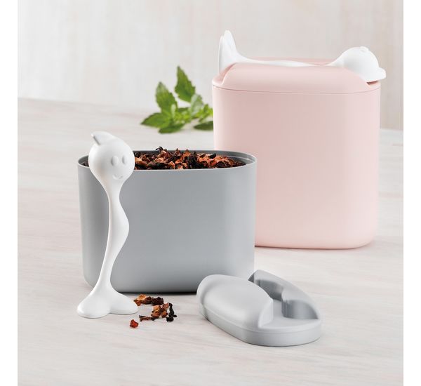 Банка для сыпучих продуктов с ложкой Hot Stuff, 1,5 л, серая, Koziol, изображение 3